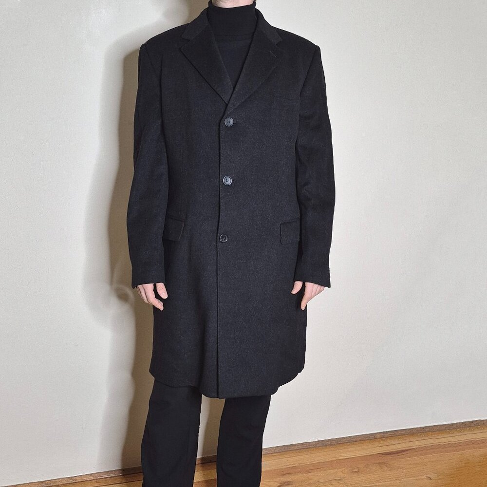 Men's Mario Serrani 90% Virgin Wool & 10% Cashmere Classic Black Coat